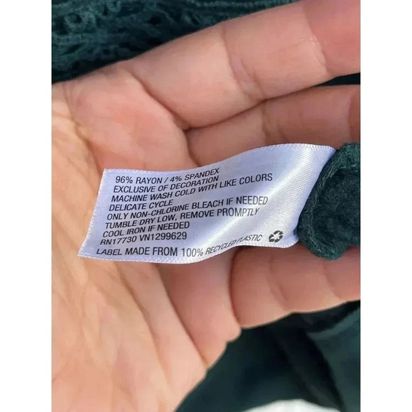 Knox Rose Womens Boho Lace Velvet Crew Neck Long Sleeve Sweater Green Sz XL - Picture 8 of 9